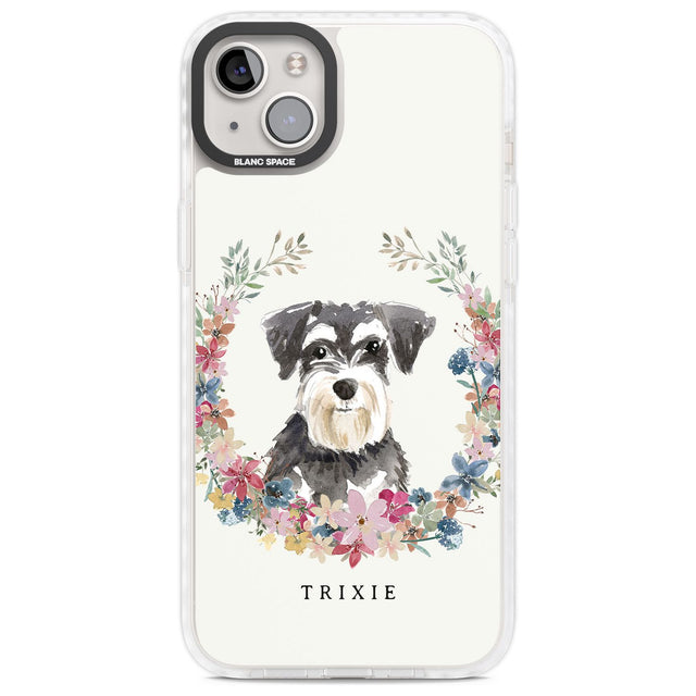 Personalised Miniature Schnauzer - Watercolour Dog Portrait Custom Phone Case iPhone 14 Plus / Impact Case Blanc Space