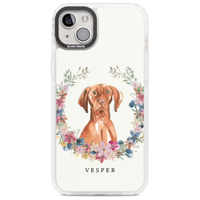 Personalised Hungarian Vizsla - Watercolour Dog Portrait Custom Phone Case iPhone 14 Plus / Impact Case Blanc Space
