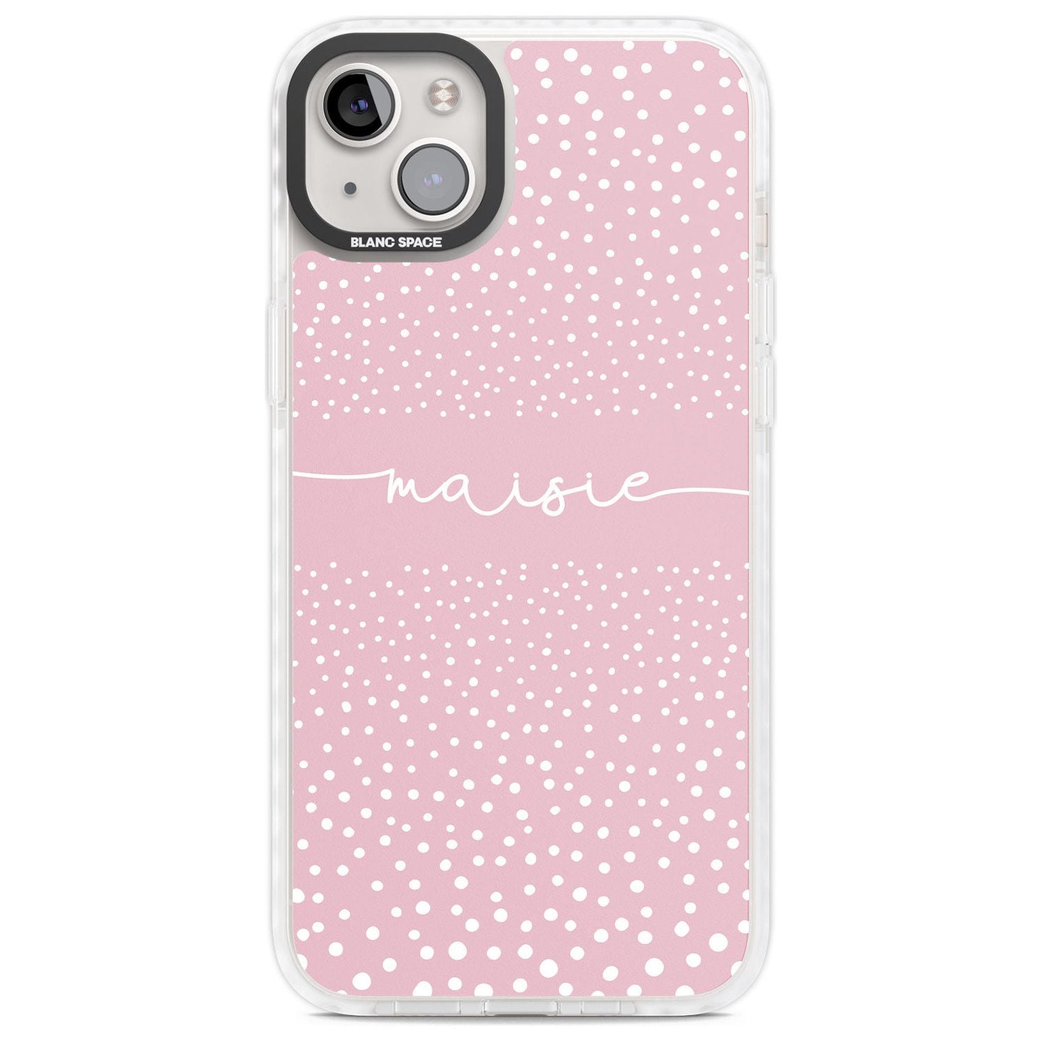 Personalised Pink Dots Custom Phone Case iPhone 14 Plus / Impact Case Blanc Space