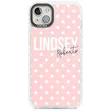 Personalised Pink Polka Custom Phone Case iPhone 14 Plus / Impact Case Blanc Space