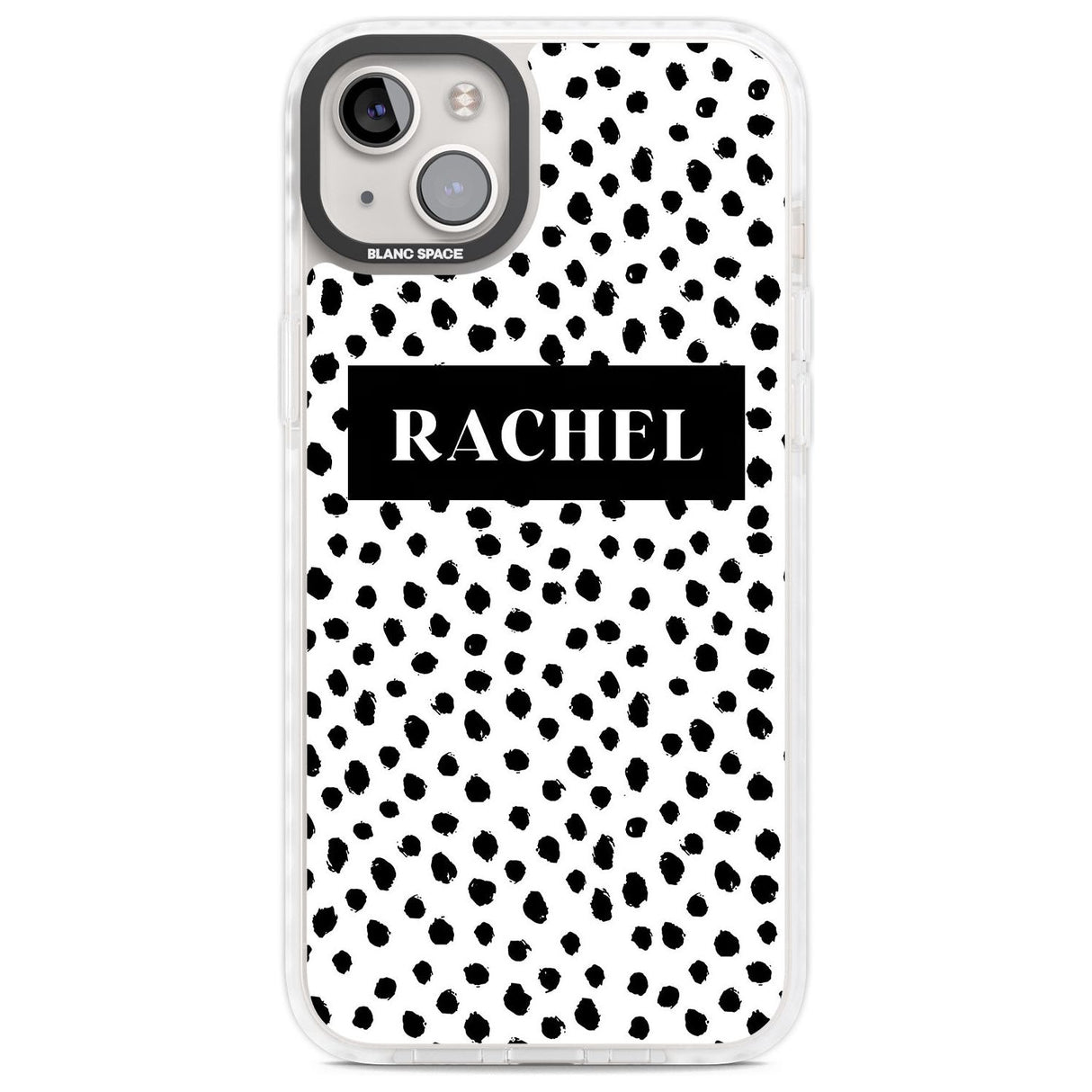 Personalised Black Bar & Dots Custom Phone Case iPhone 14 Plus / Impact Case Blanc Space