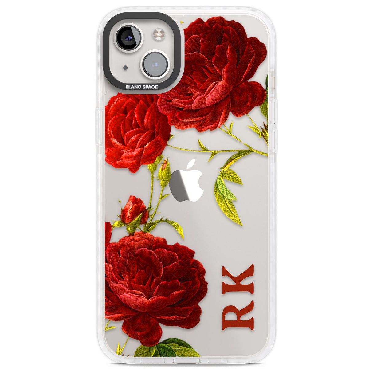 Personalised Clear Vintage Floral Red Roses Custom Phone Case iPhone 14 Plus / Impact Case Blanc Space