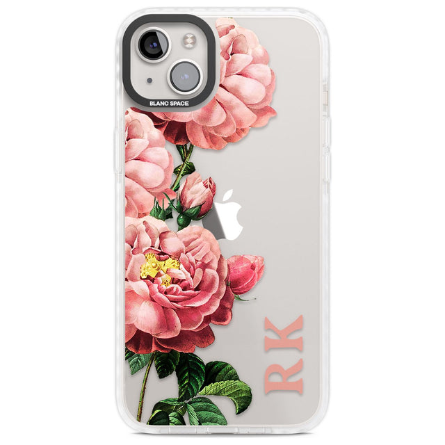 Personalised Clear Vintage Floral Pink Peonies Custom Phone Case iPhone 14 Plus / Impact Case Blanc Space