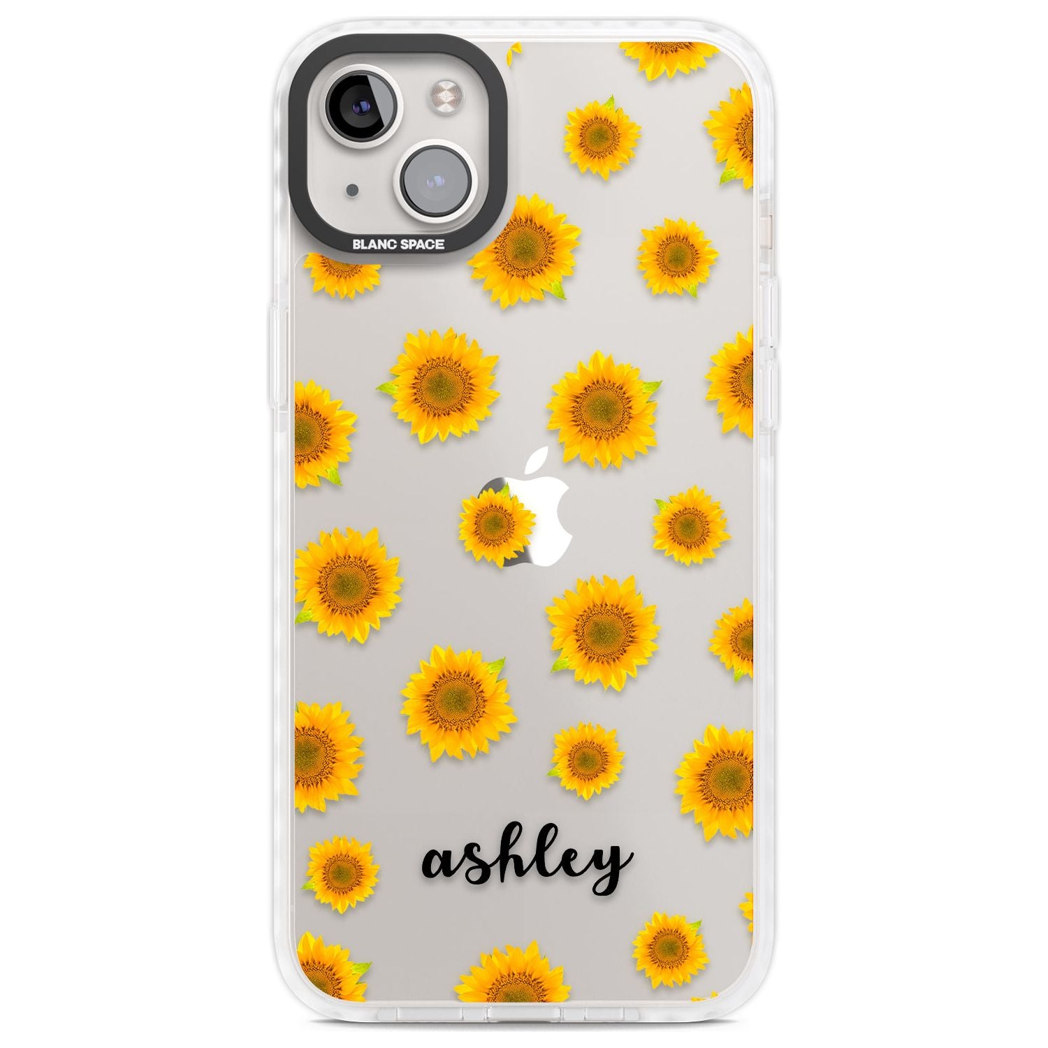 Personalised Sunflowers & Cursive Custom Phone Case iPhone 14 Plus / Impact Case Blanc Space