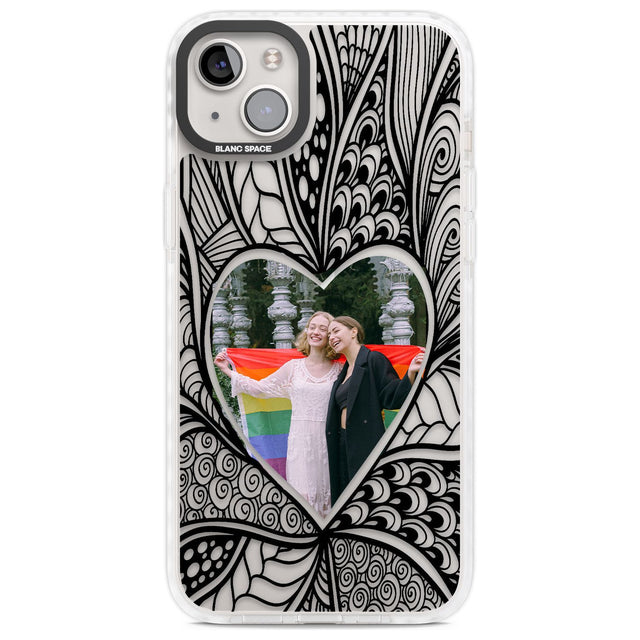 Personalised Henna Heart Photo Case Custom Phone Case iPhone 14 Plus / Impact Case Blanc Space