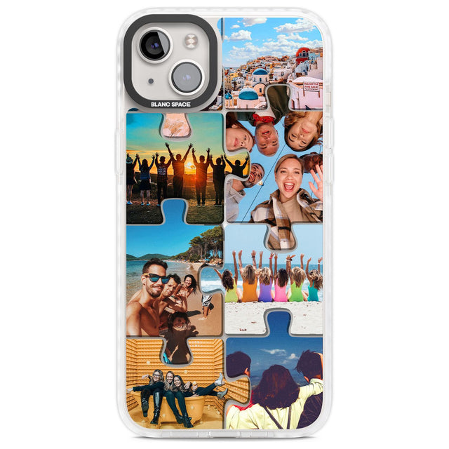 Personalised Jigsaw Photo Grid Custom Phone Case iPhone 14 Plus / Impact Case Blanc Space