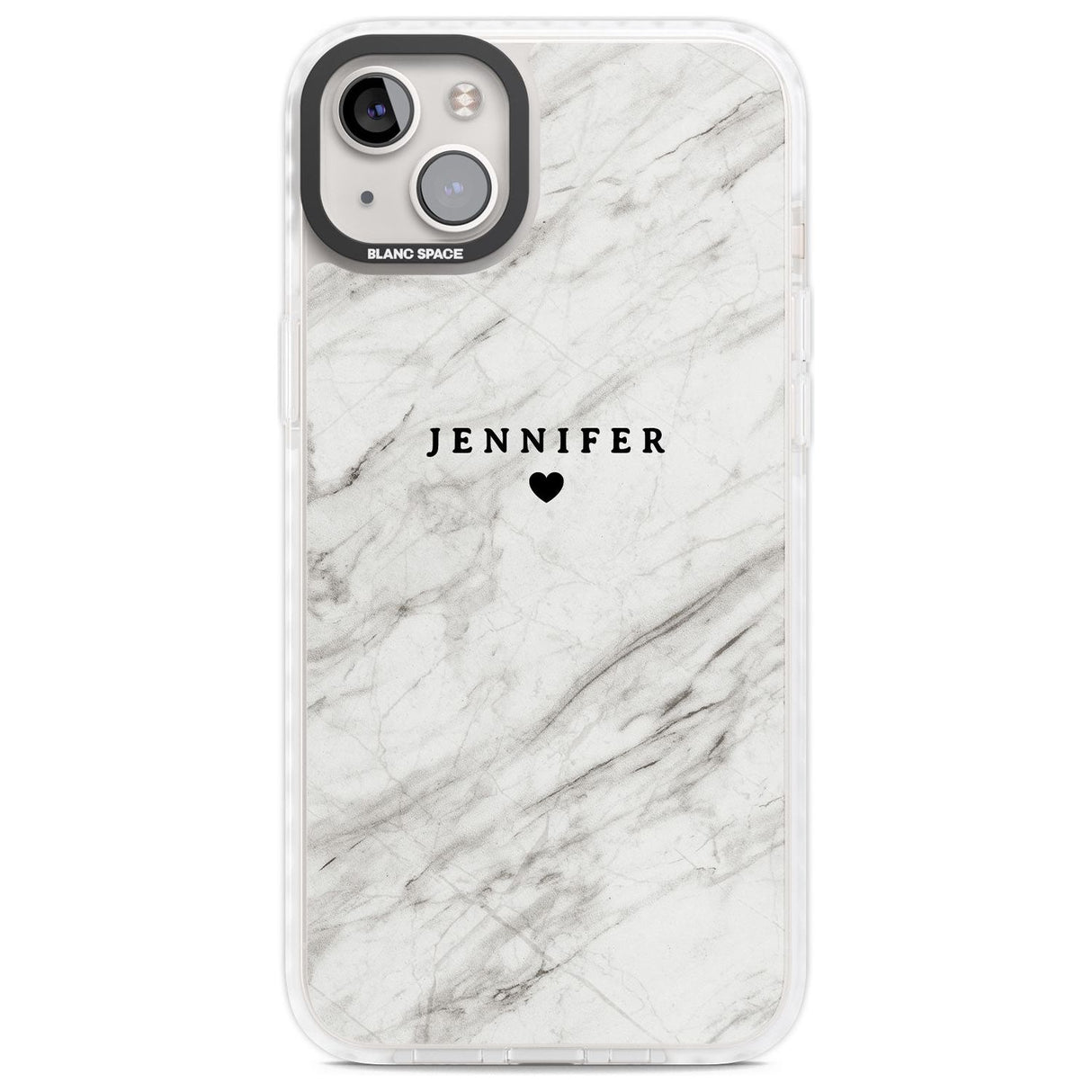 Personalised Light Grey & White Marble Texture Custom Phone Case iPhone 14 Plus / Impact Case Blanc Space