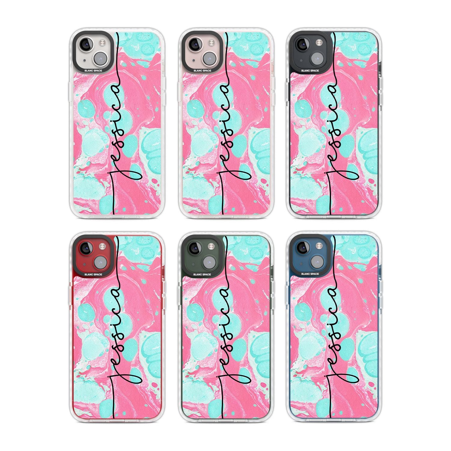 Personalised Turquoise & Pink - Marbled