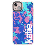 Personalised Navy, Turquoise + Purple - Marbled Custom Phone Case iPhone 14 Plus / Impact Case Blanc Space