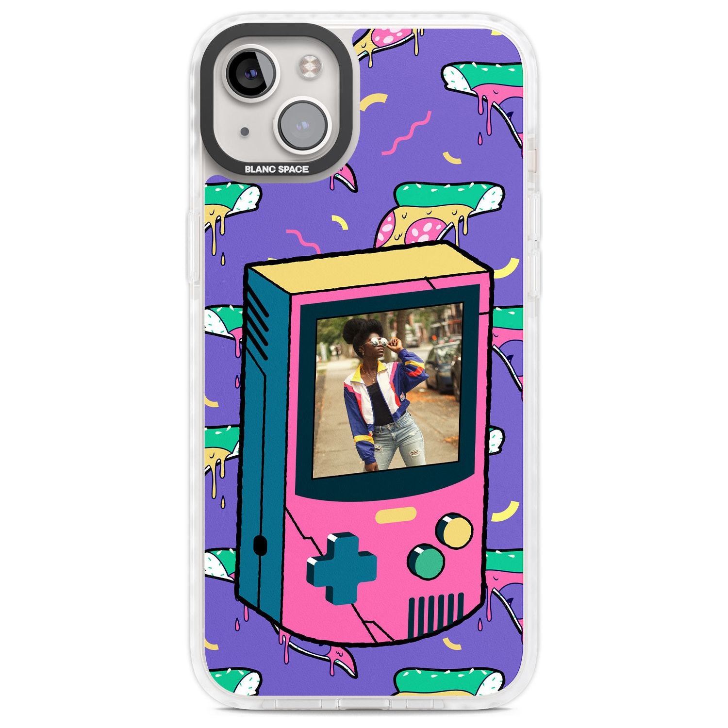 Personalised Retro Game Photo Case Custom Phone Case iPhone 14 Plus / Impact Case Blanc Space