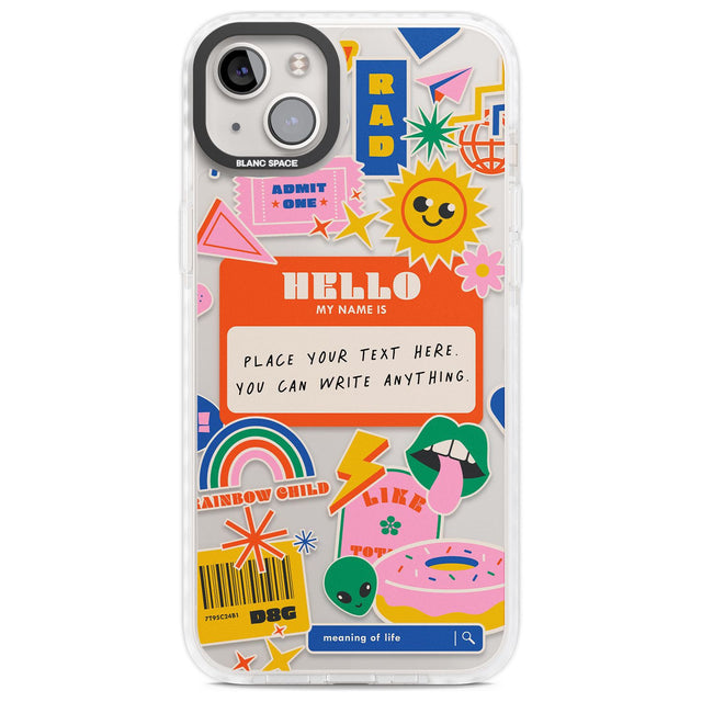 Personalised Nostalgia Sticker Mix #2 Custom Phone Case iPhone 14 Plus / Impact Case Blanc Space