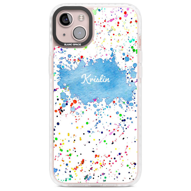 Personalised Rainbow Paint Splatter Custom Phone Case iPhone 14 Plus / Impact Case Blanc Space