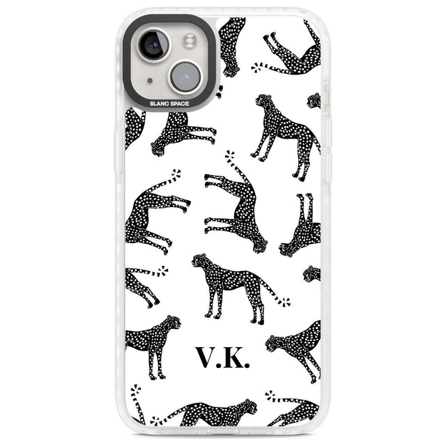Personalised Cheetah Black & White Custom Phone Case iPhone 14 Plus / Impact Case Blanc Space