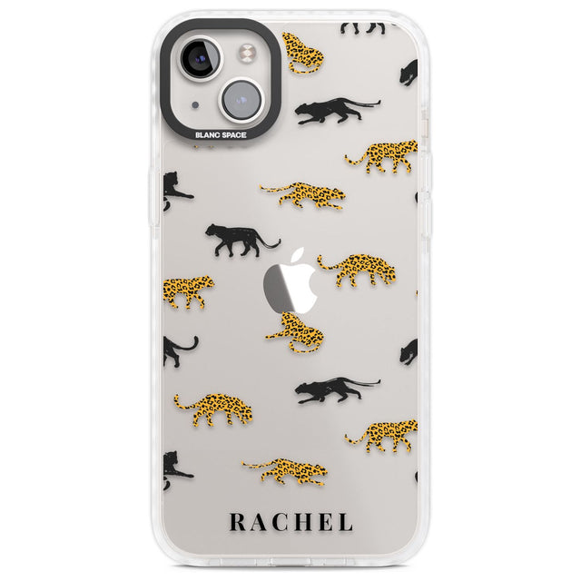Personalised Jaguar Pattern on Transparent Custom Phone Case iPhone 14 Plus / Impact Case Blanc Space