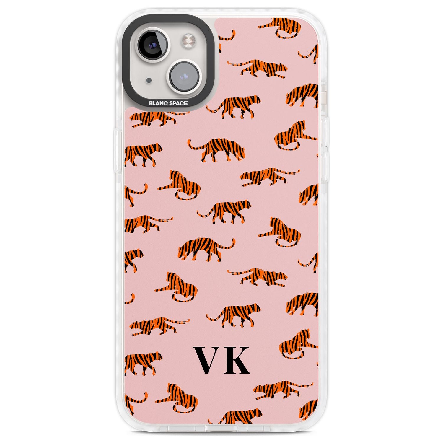 Personalised Safari Tiger Pattern on Pink Custom Phone Case iPhone 14 Plus / Impact Case Blanc Space