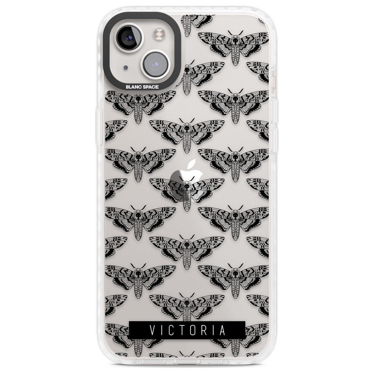 Personalised Hawk Moth Pattern Custom Phone Case iPhone 14 Plus / Impact Case Blanc Space