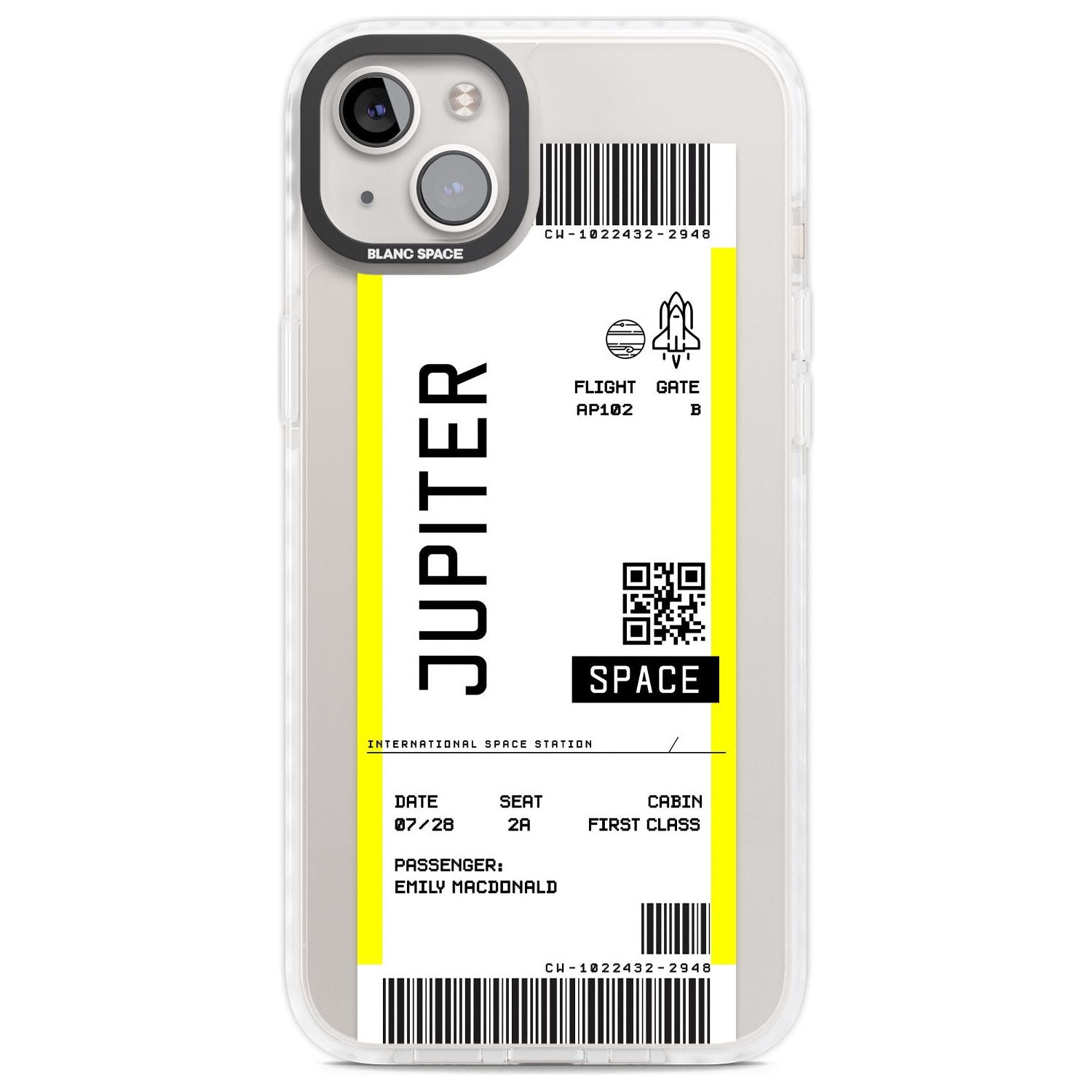 Personalised Jupiter Travel Ticket Custom Phone Case iPhone 14 Plus / Impact Case Blanc Space