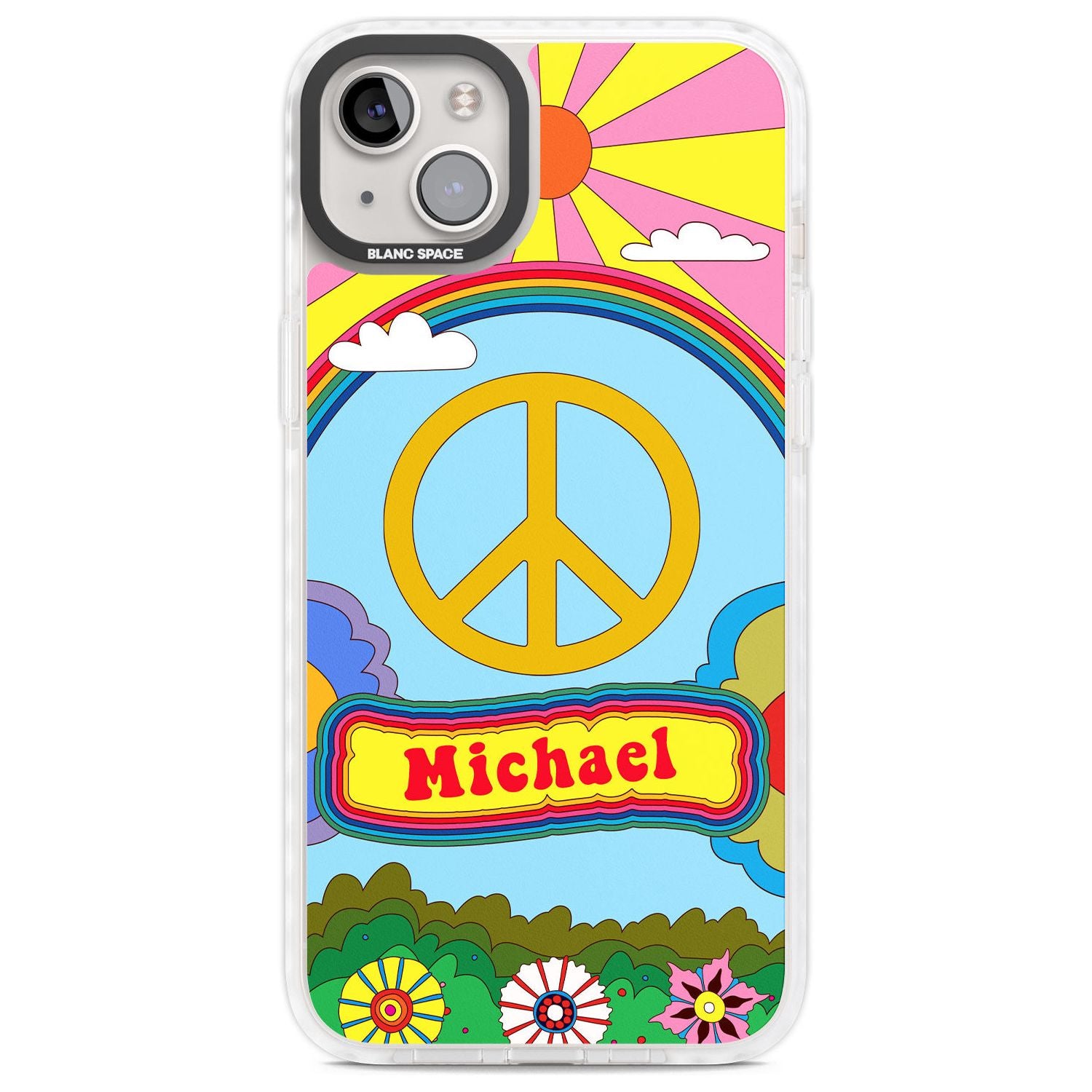 Personalised Happy Days Phone Case iPhone 14 Plus / Impact Case Blanc Space