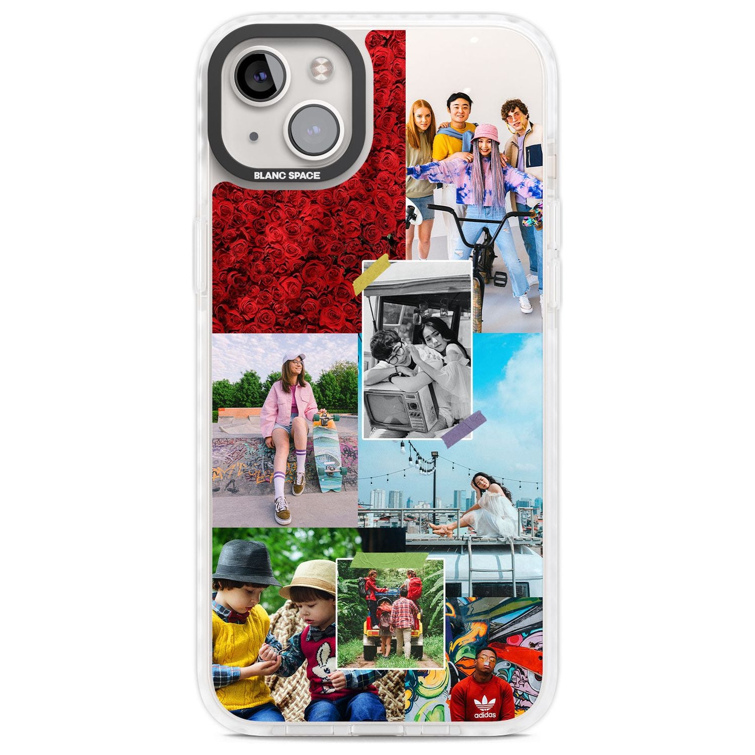 Personalised Photo Collage Custom Phone Case iPhone 14 Plus / Impact Case Blanc Space