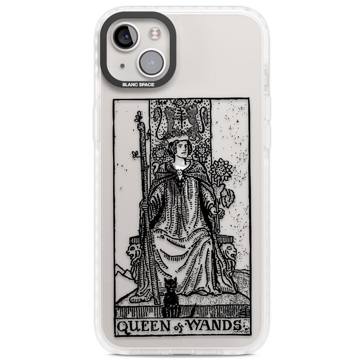 Personalised Queen of Wands Tarot Card - Transparent Custom Phone Case iPhone 14 Plus / Impact Case Blanc Space