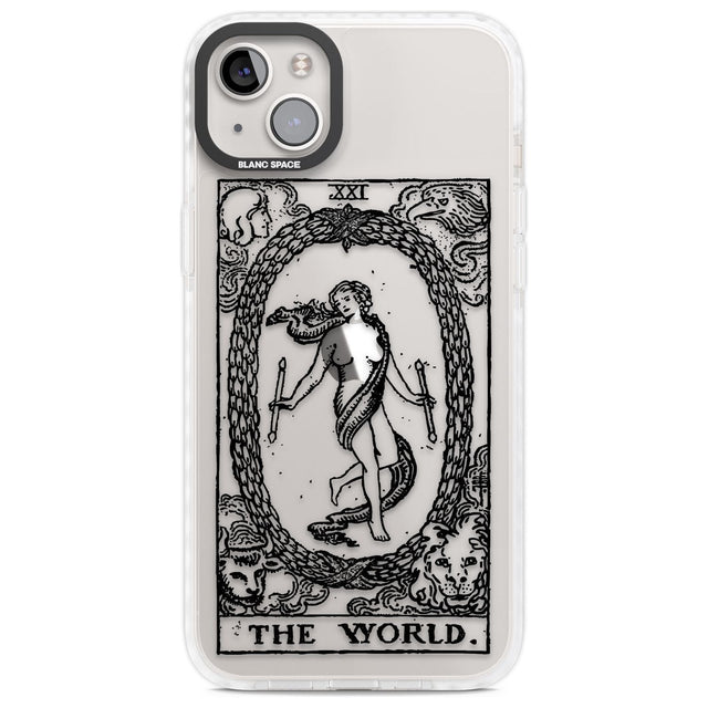 Personalised The World Tarot Card - Transparent Custom Phone Case iPhone 14 Plus / Impact Case Blanc Space