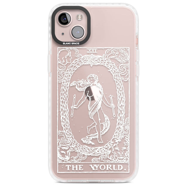 Personalised The World Tarot Card - White Transparent Custom Phone Case iPhone 14 Plus / Impact Case Blanc Space