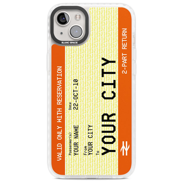 Personalised Create Your Own Train Ticket Custom Phone Case iPhone 14 Plus / Impact Case Blanc Space