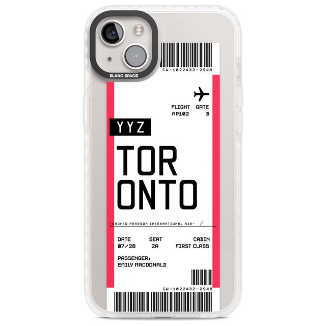 Personalised Toronto Boarding Pass Custom Phone Case iPhone 14 Plus / Impact Case Blanc Space