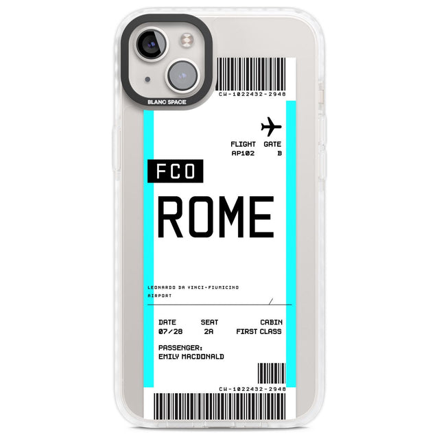 Personalised Rome Boarding Pass Custom Phone Case iPhone 14 Plus / Impact Case Blanc Space