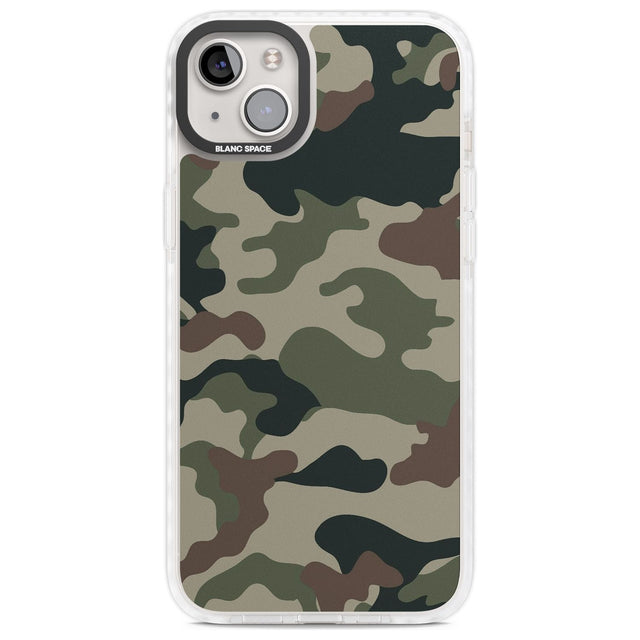 Green and Brown Camo Phone Case iPhone 14 Plus / Impact Case Blanc Space