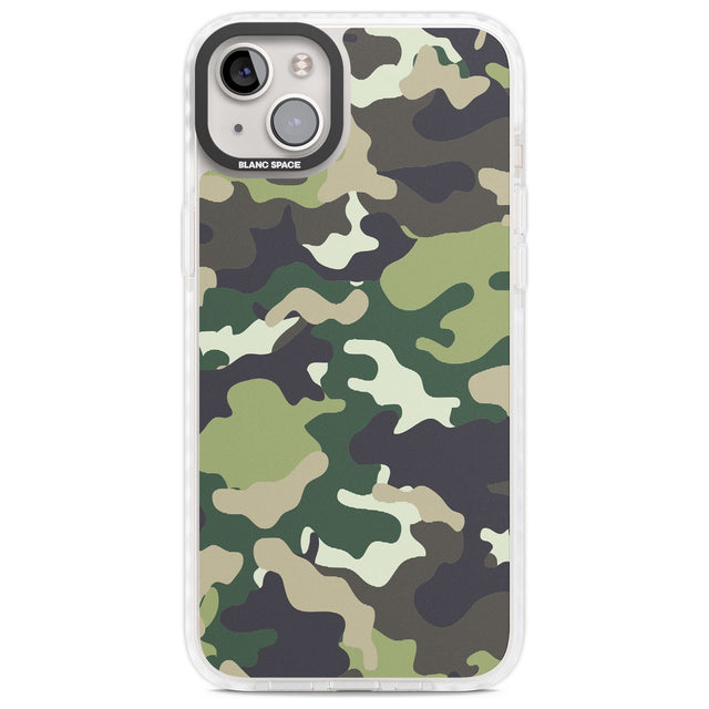 Green Camo Phone Case iPhone 14 Plus / Impact Case Blanc Space