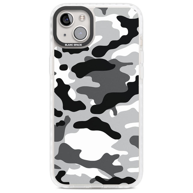 Grey Black Urban Camo Phone Case iPhone 14 Plus / Impact Case Blanc Space