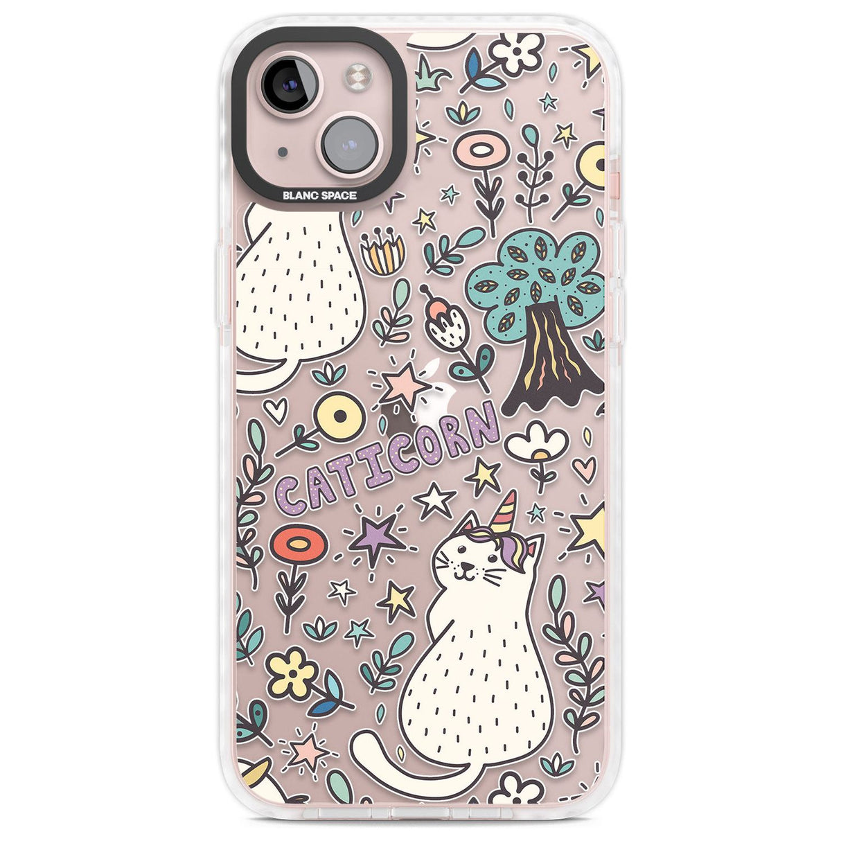 Caticorn pattern Phone Case iPhone 14 Plus / Impact Case Blanc Space