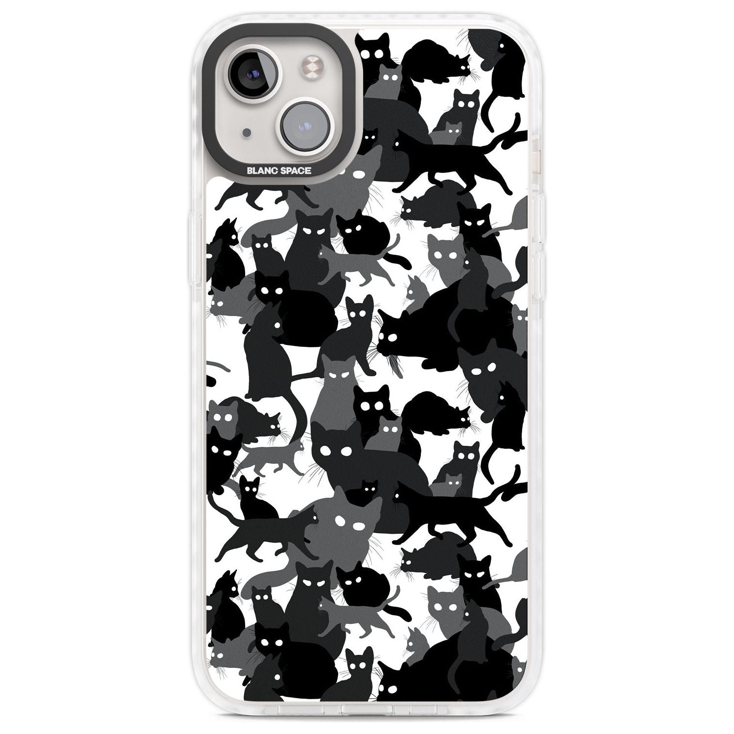 Black & White Cat Camouflage Phone Case iPhone 14 Plus / Impact Case Blanc Space