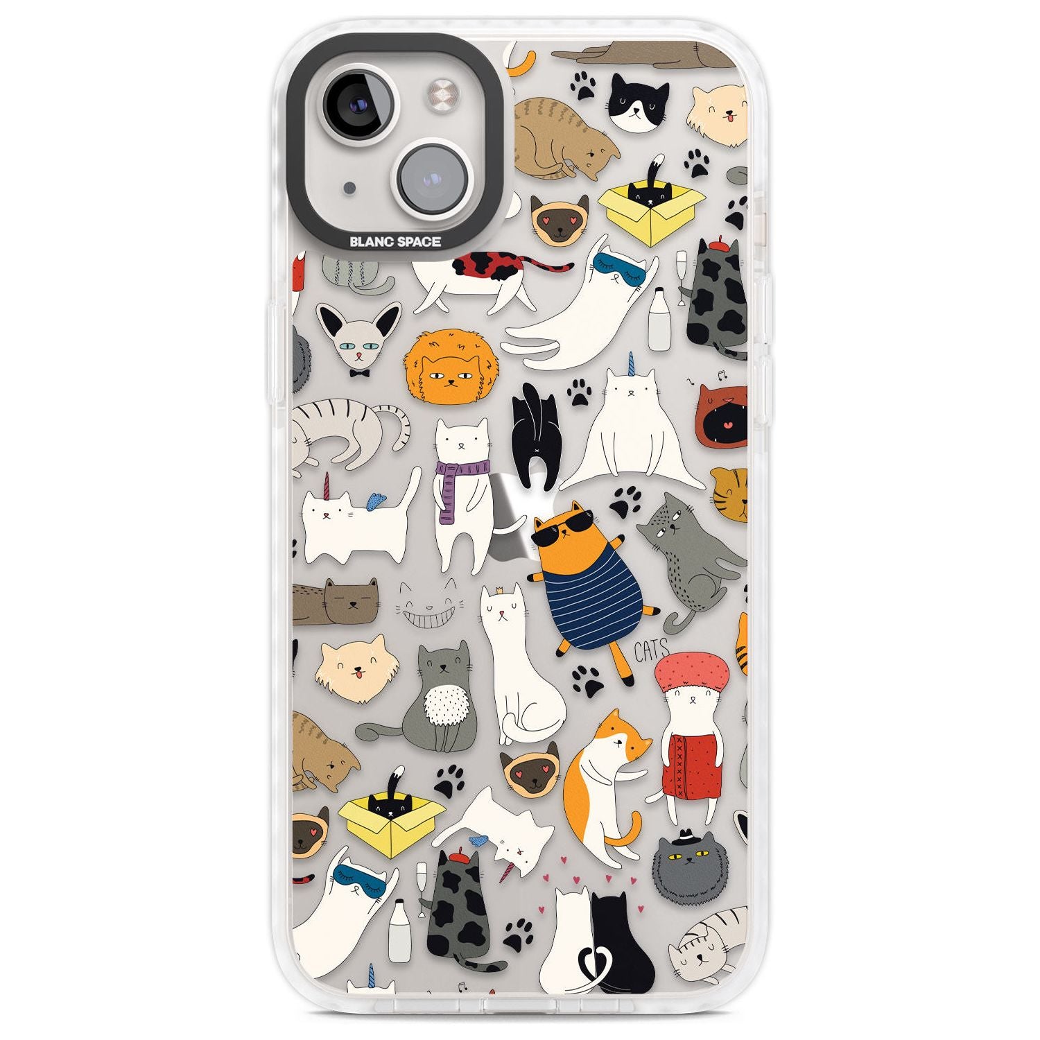 Cartoon Cat Collage Phone Case iPhone 14 Plus / Impact Case Blanc Space