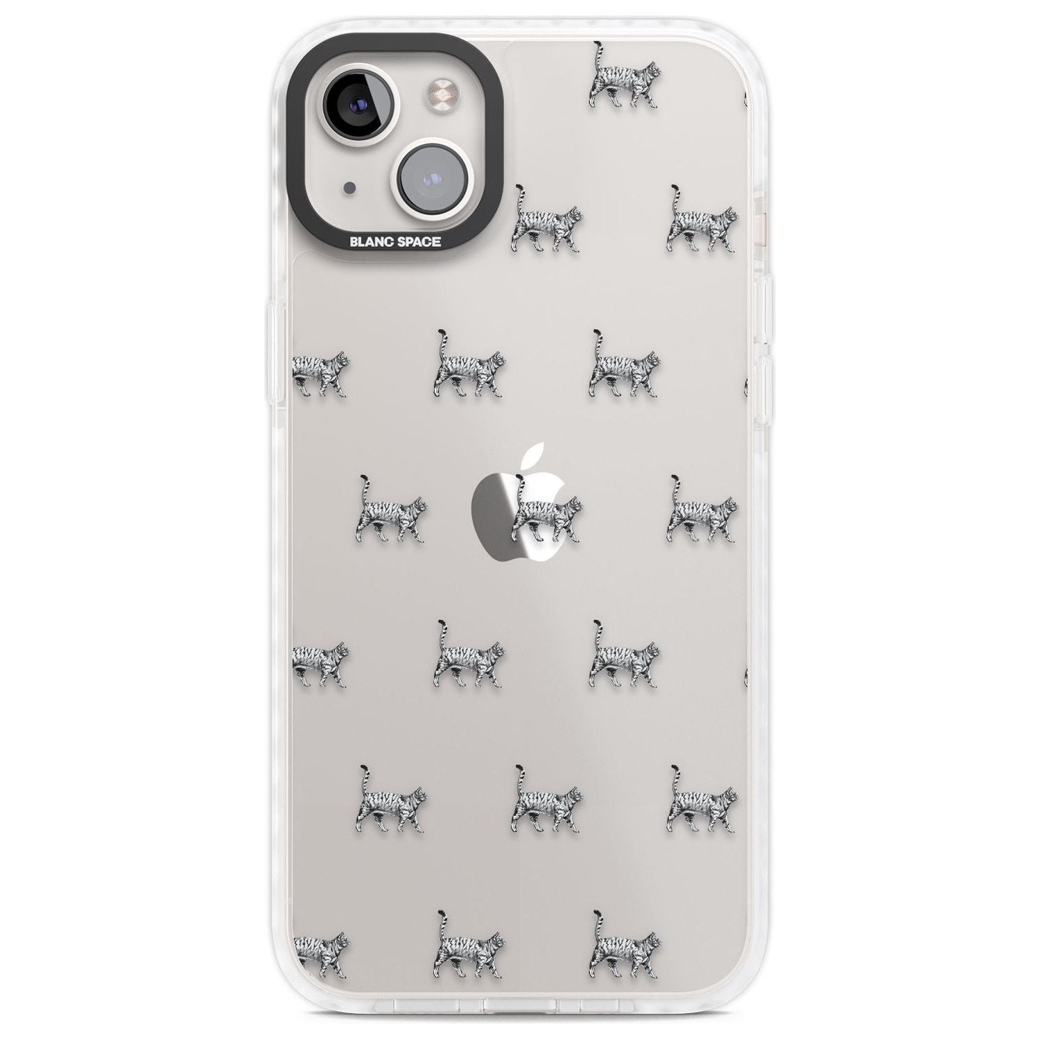 British Shorthair Cat Pattern Phone Case iPhone 14 Plus / Impact Case Blanc Space