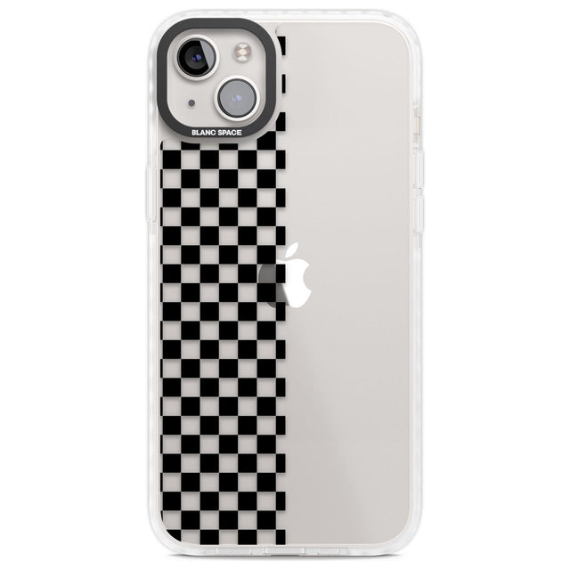 Checker: Half Black Check on Clear Phone Case iPhone 14 Plus / Impact Case Blanc Space