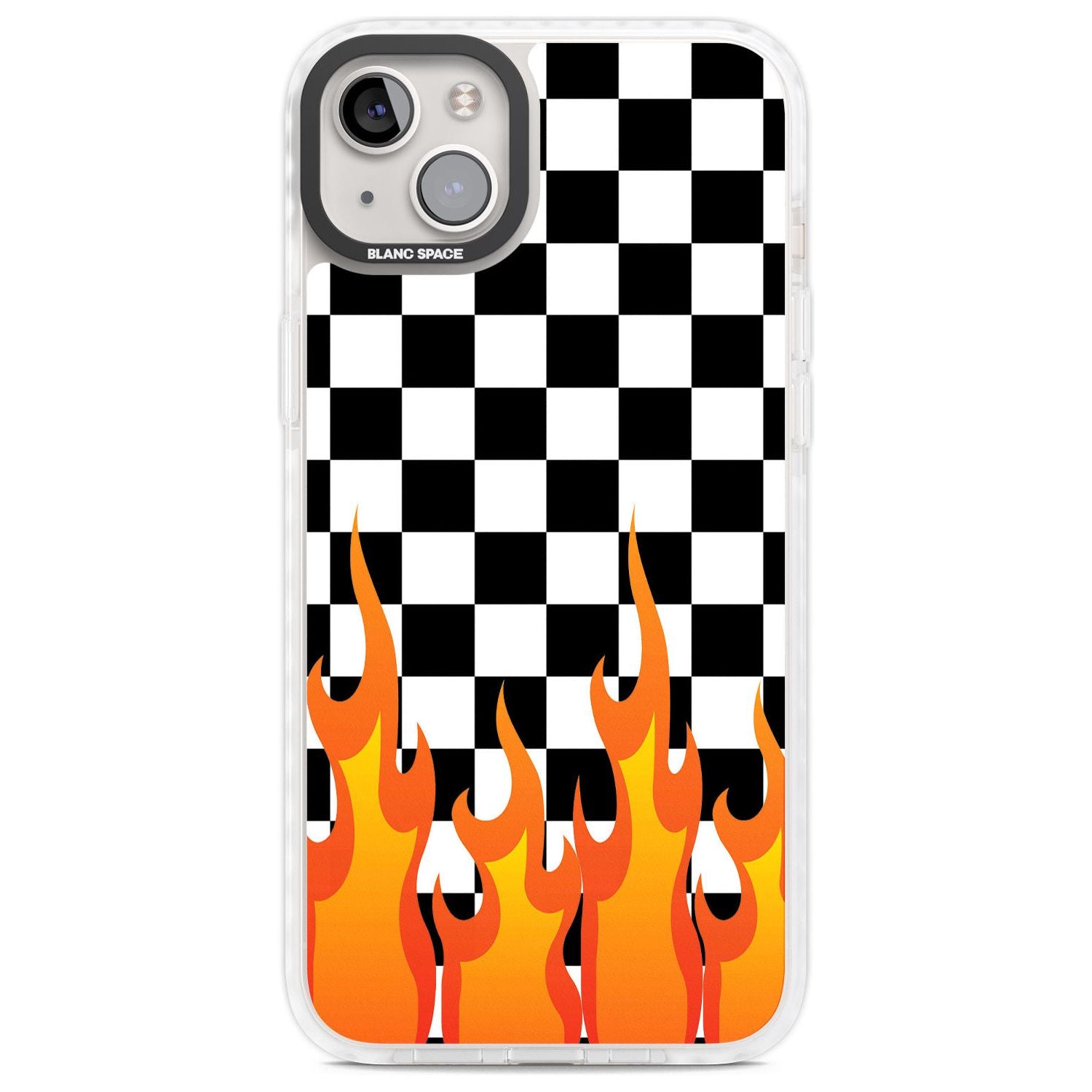 Checkered Fire Phone Case iPhone 14 Plus / Impact Case Blanc Space