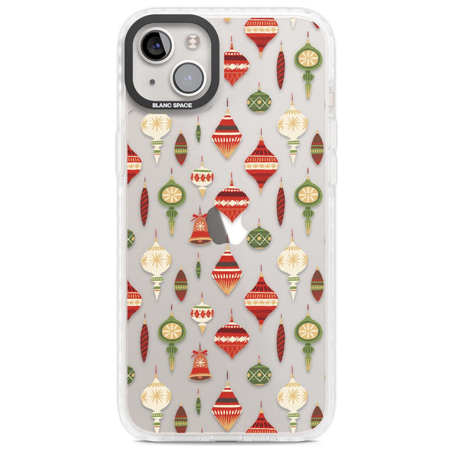 Christmas Baubles Pattern Phone Case iPhone 14 Plus / Impact Case Blanc Space