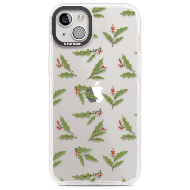 Christmas Holly Pattern Phone Case iPhone 14 Plus / Impact Case Blanc Space