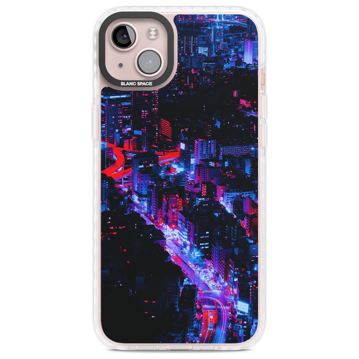 Arial City View - Neon Cities Photographs Phone Case iPhone 14 Plus / Impact Case Blanc Space