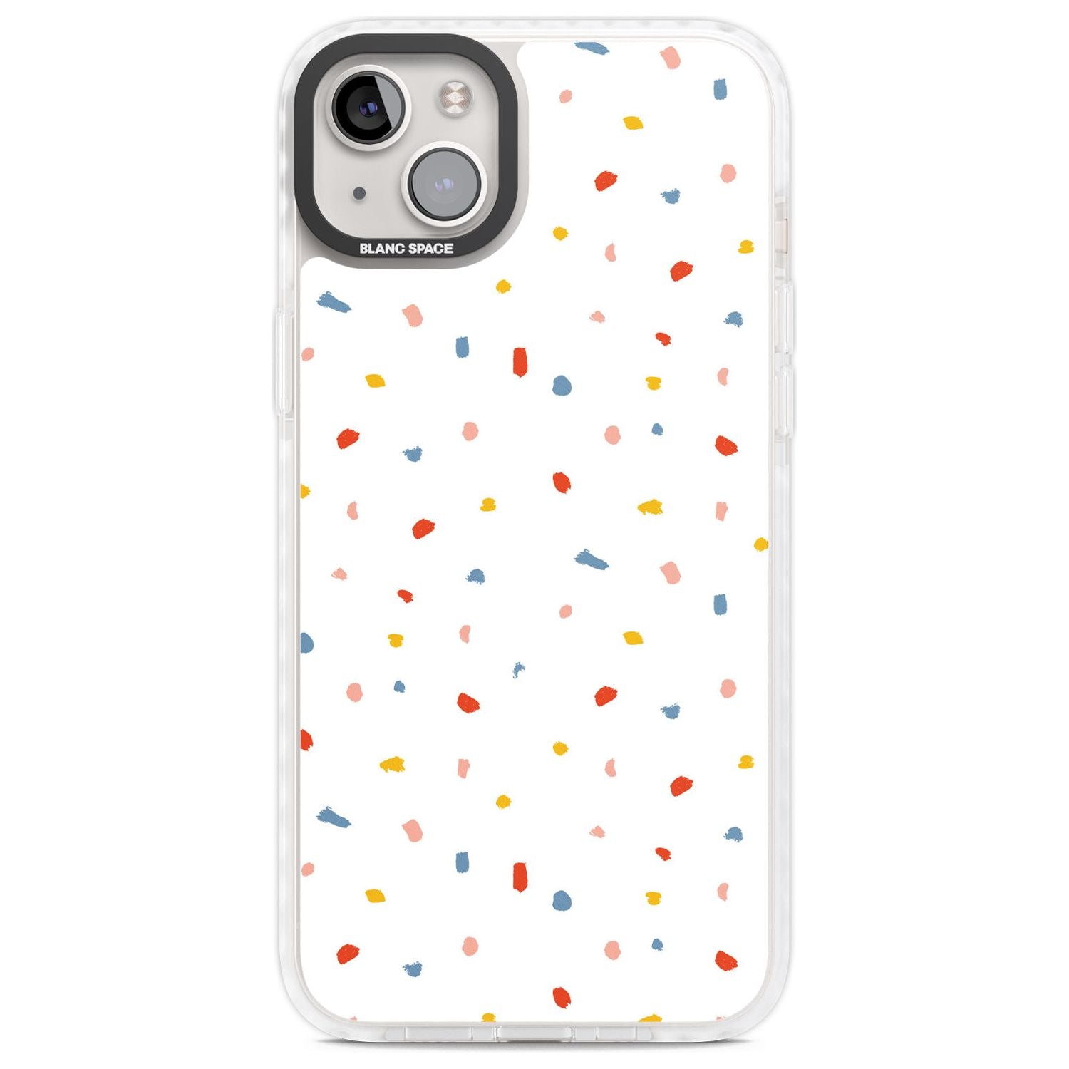 Confetti Print on Solid White Phone Case iPhone 14 Plus / Impact Case Blanc Space