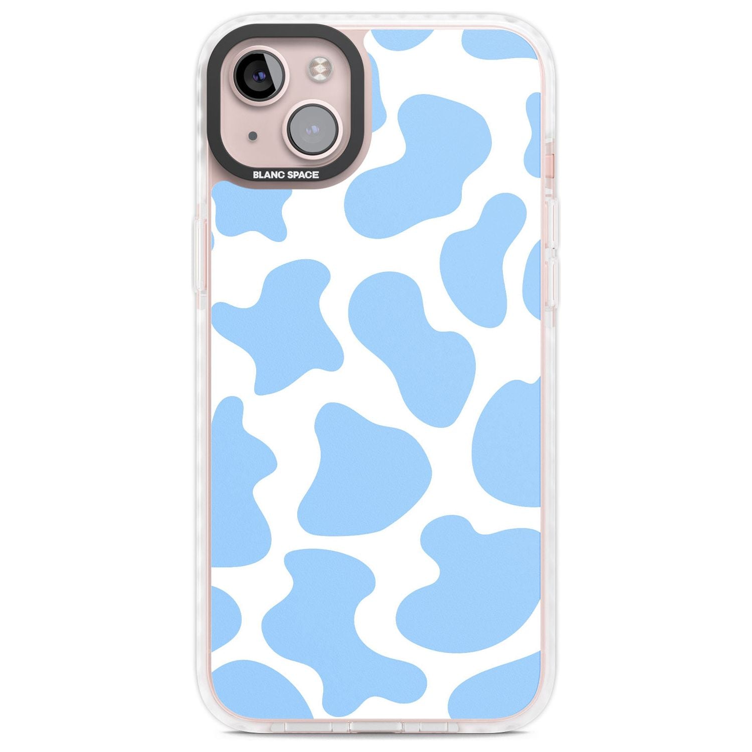 Blue and White Cow Print Phone Case iPhone 14 Plus / Impact Case Blanc Space
