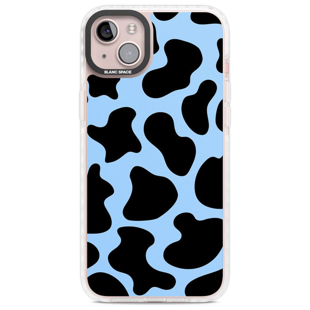Blue and Black Cow Print Phone Case iPhone 14 Plus / Impact Case Blanc Space
