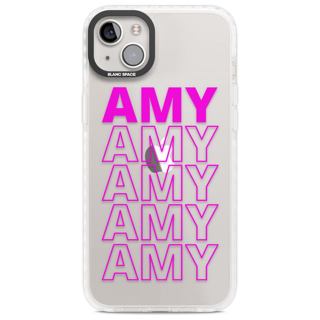 Personalised Clear Text  5D Custom Phone Case iPhone 14 Plus / Impact Case Blanc Space