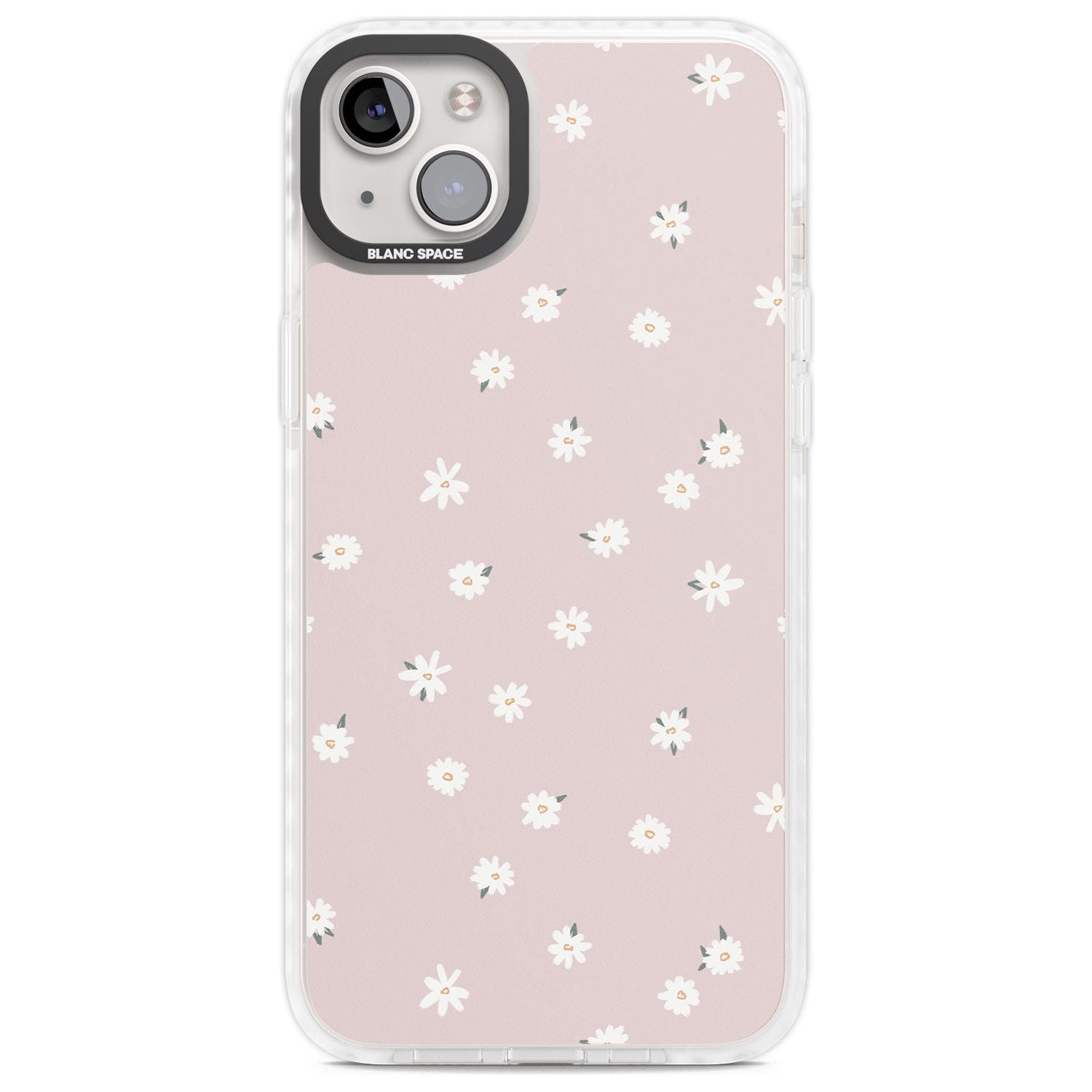 Painted Daises on Pink Phone Case iPhone 14 Plus / Impact Case Blanc Space