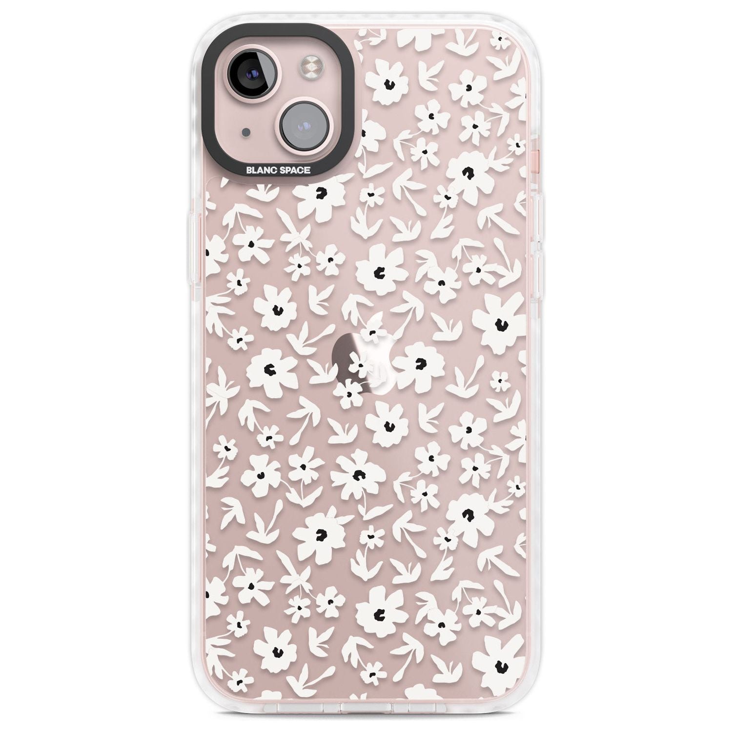 Floral Print on Transparent Phone Case iPhone 14 Plus / Impact Case Blanc Space