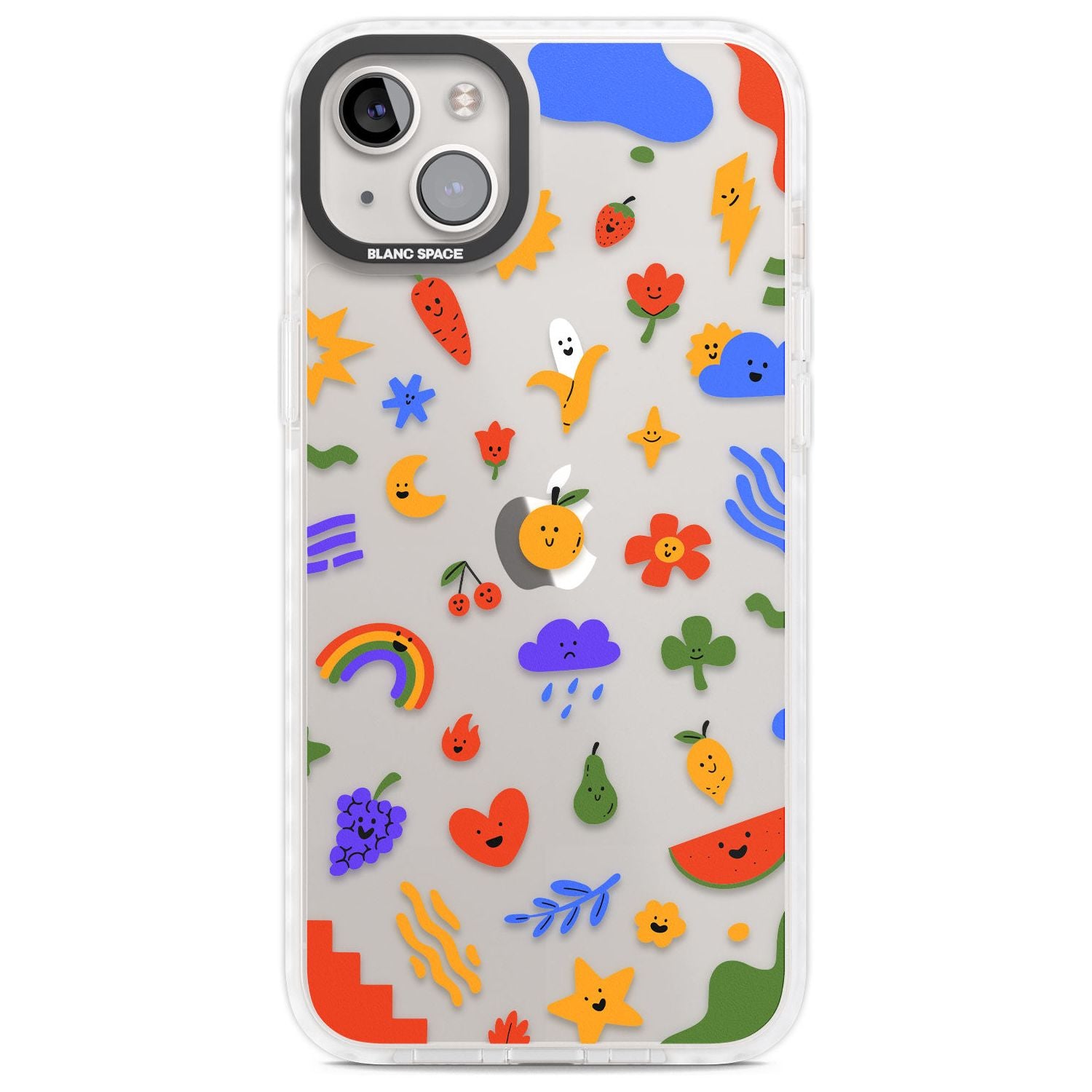 Mixed Cute Icon Pattern - Clear Phone Case iPhone 14 Plus / Impact Case Blanc Space