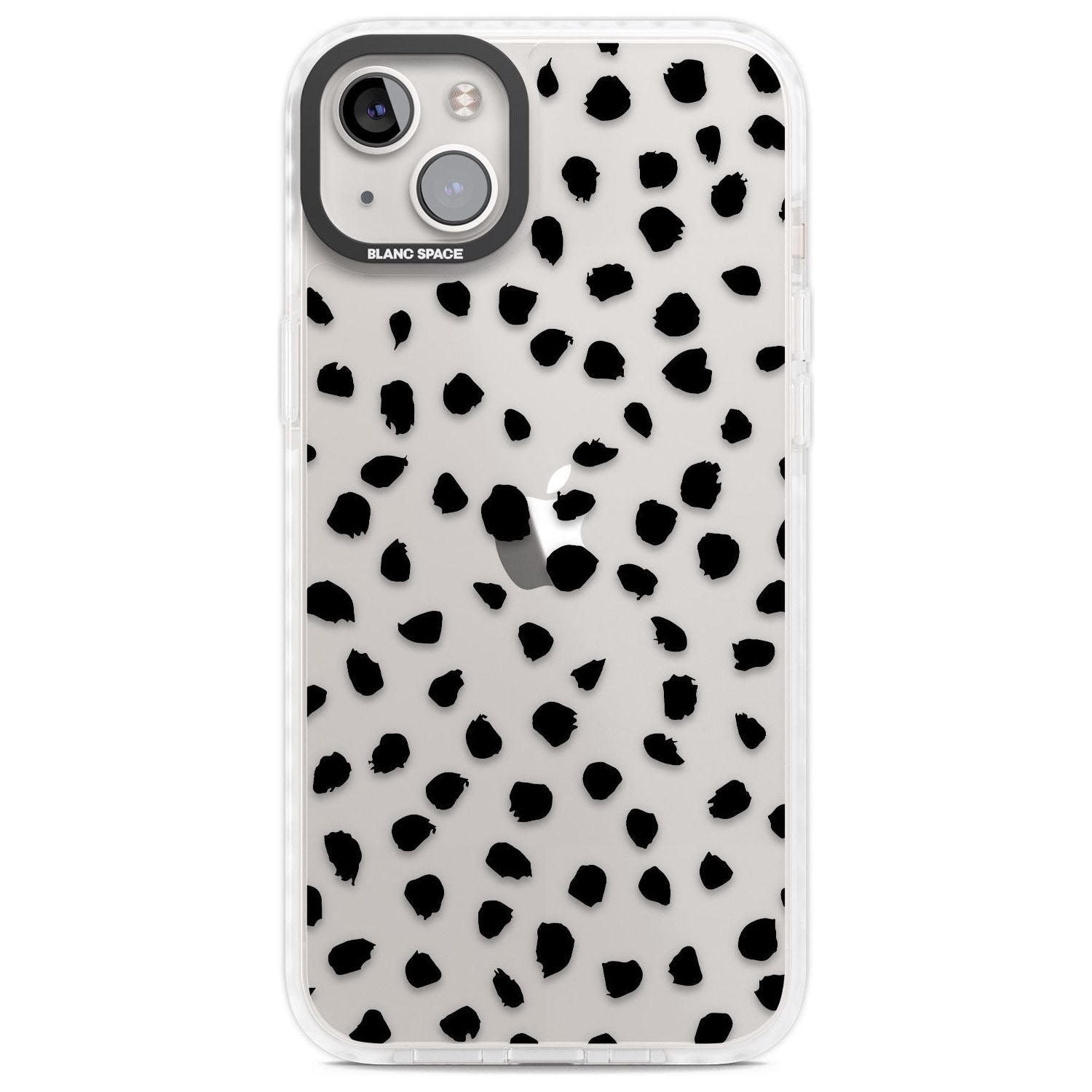 Black on Transparent Dalmatian Polka Dot Spots Phone Case iPhone 14 Plus / Impact Case Blanc Space