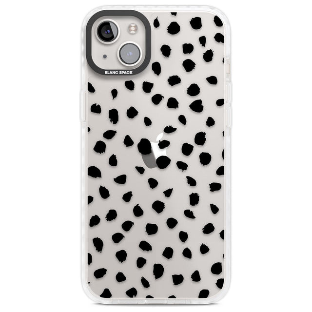Black on Transparent Dalmatian Polka Dot Spots Phone Case iPhone 14 Plus / Impact Case Blanc Space